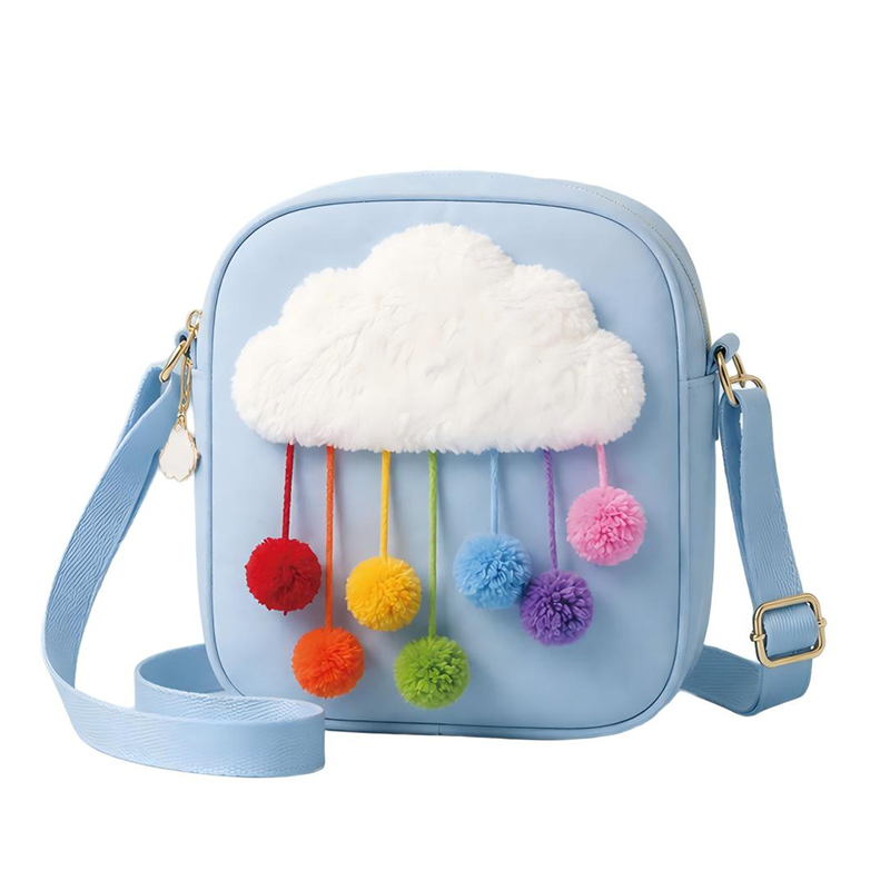 Kids Crossbody Bag with Rainbow Pom-Pom Decor