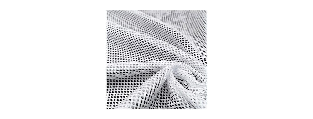 Lightweight breathable mesh for cosmetic bag compartments and brush storage