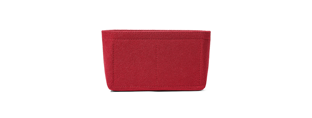 Red felt insert for shape-retaining and cushioned cosmetic bag lining